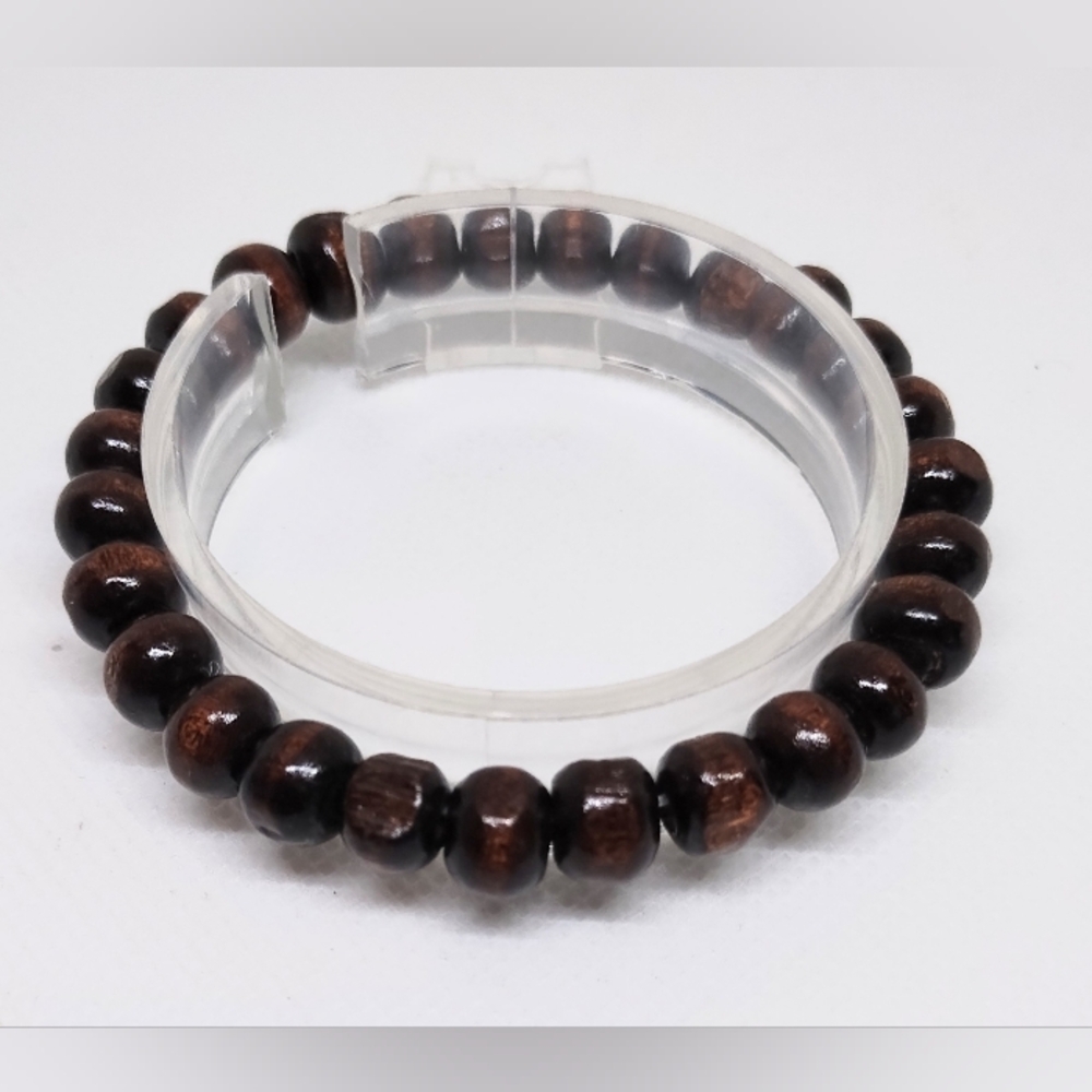 Men's Bracelet Beaded Beads Brown New f70